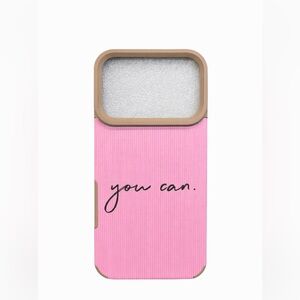 iPhone Phone Case PU Leather Vertical Grain Pink You Can Print Tan Trim